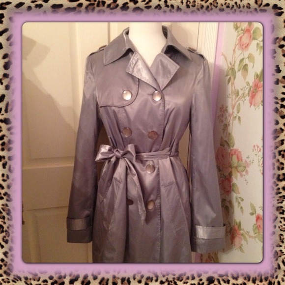 Mac & Jac Silver Satin Trench Coat