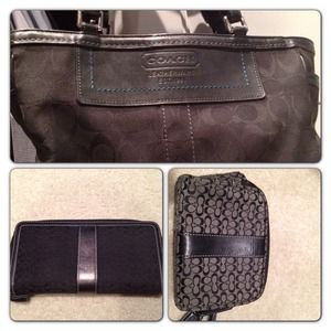 Coach purse bundled with wallet and make up bag