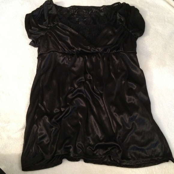 Pretty black lace and silk top