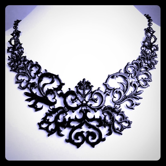 Damask/gothic/romantic bib necklace