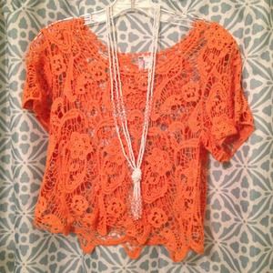 Cute crochet orange top size M New!