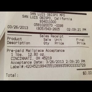 Shipping Receipt for Sweater Bundle