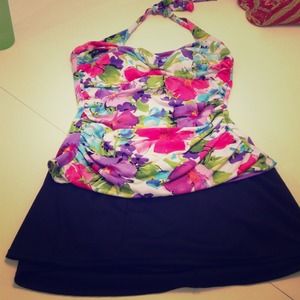 Cute floral halter tankini