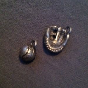 REDUCED!! Tiny ball and glove pewter charms