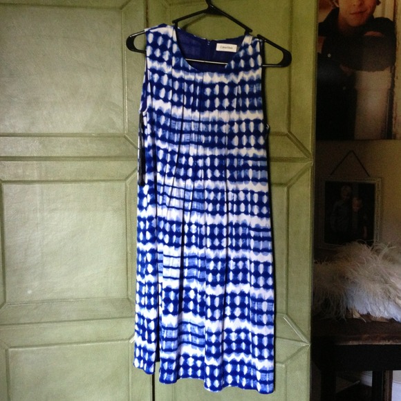 Calvin Klein blue pleated baby doll Dress