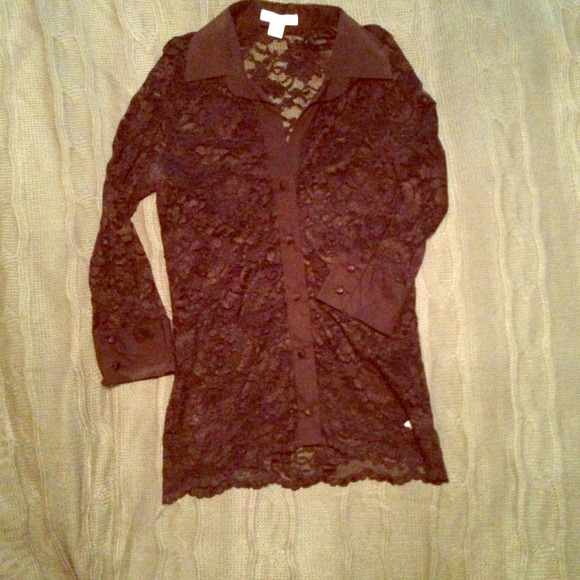 White House Black Market black lace button down.