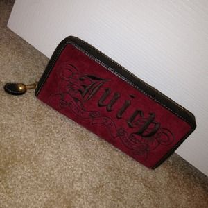 Juicy Couture Long Zip Around Wallet in burgundy