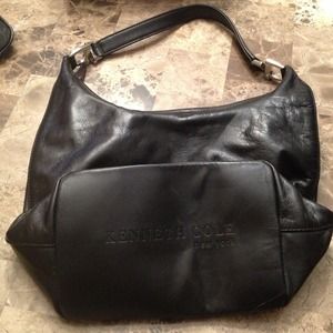 Black leather handbag