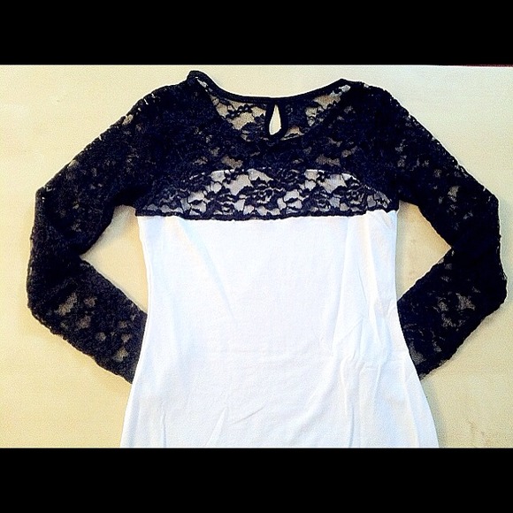 Sexy Classy White Black Lace Dress - Picture 2 of 3