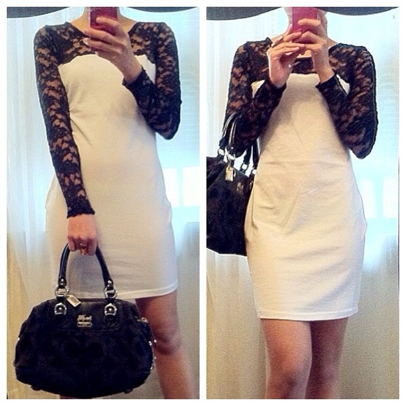 Sexy Classy White Black Lace Dress - Picture 3 of 3