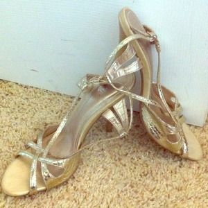 Gold Size 8.5 Cathy Jean Stiletto Sandals