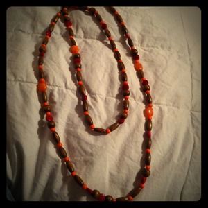 Brown, red, and orange double necklace