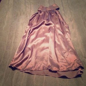 Dark grey silk halter with tie in back.