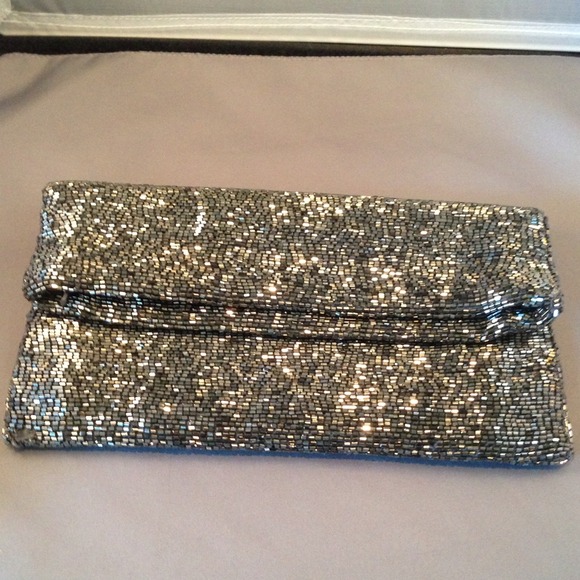 Club Monaco sequin fold over clutch
