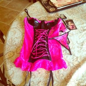 Hot pink lingerie piece with matching g-string