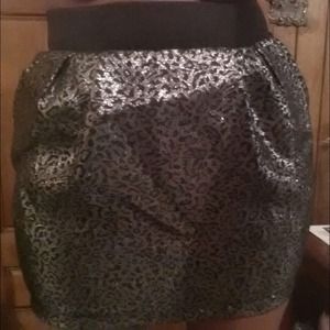 Metallic Silver & black mini skirt