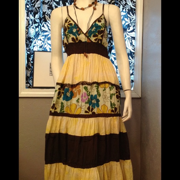 SOLD~Magic cotton ruffled lace sun dress M