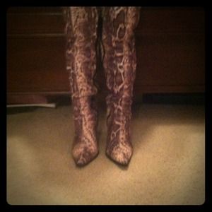 Steve Madden brown snake skin boot to knee REDUCED