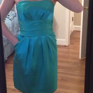 Knee length silk bridesmaid dress