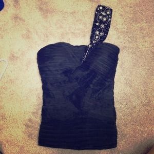Jeweled one shoulder top