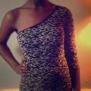 Floral mini dress, one shoulder