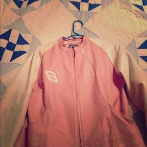 Leather pink and white Dale Jr. Jacket