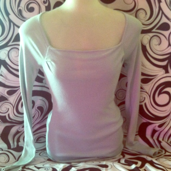 Michael Stars Long Sleeve Light Blue Shine Top