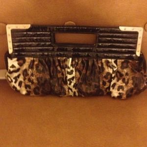 Black Patent Leather Leopard Clutch.
