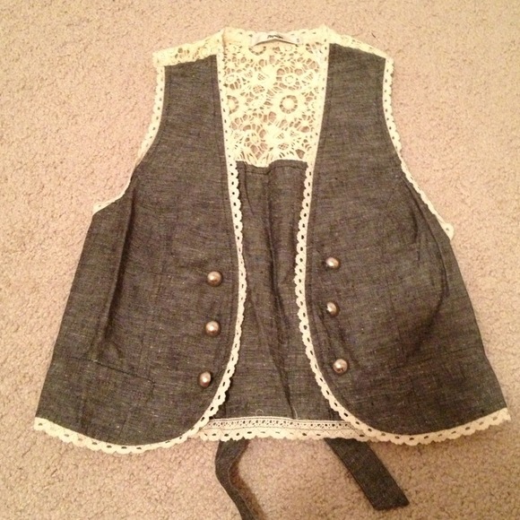 SOLD Denim and lace vest!
