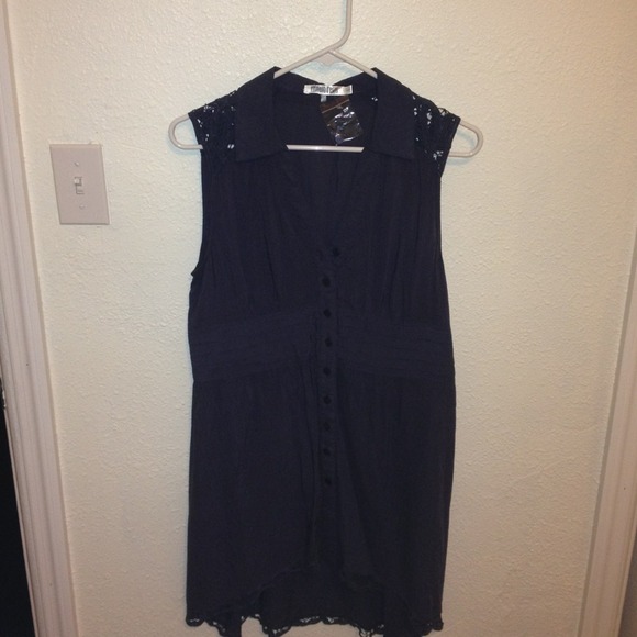 Purple; light cotton dress.