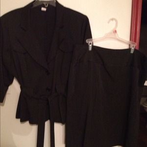 2 piece pinstriped skirt set