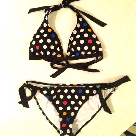 Aeropostale Black Polka Dot Bikini