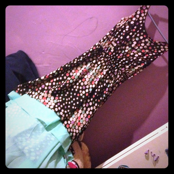 Black w seashells high low dress and teal bottom