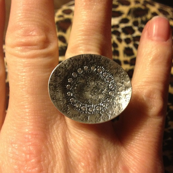 Silpada Stamped CZ Wide Band Ring size 7!