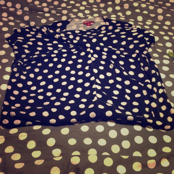 Merona Black & Cream Polka Dot Cardigan size XXL