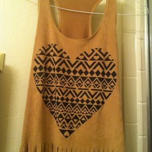 Suede Tribal Heart Tank Top