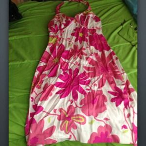 Pink floral halter dress