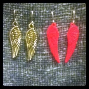 Two pairs of wing earrings