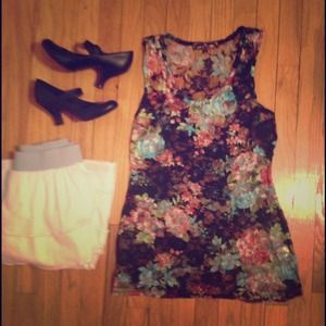 Sheer Black Floral Tank