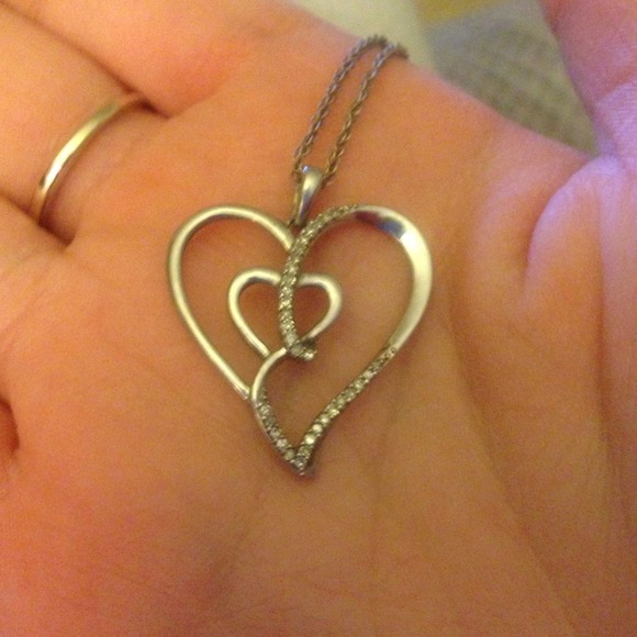 Reduced!!! Real diamond and silver heart necklace.