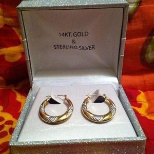 14k gold & sterling silver hoop earrings