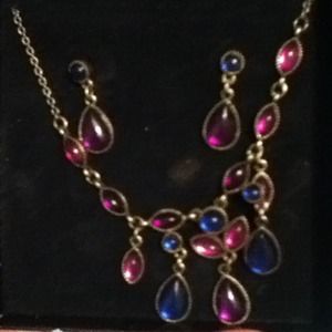 Earrings and necklace.