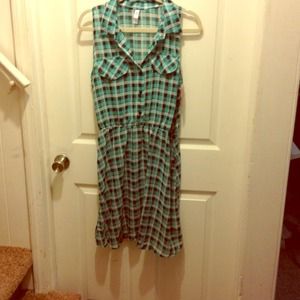 NWT XL green plaid shirt-dress