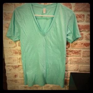❌SOLD in bundle❌Aqua color deep v neck tshirt by A