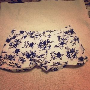 Black and white floral shorts