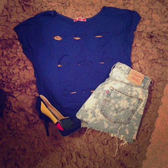 royal blue sliced crop top