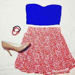 CORAL PATTERNED SKATER SKIRT