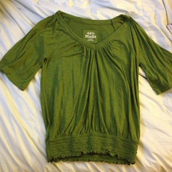 Elbow length Green top