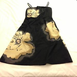 J Crew petite tube dress, black with flowers, 8