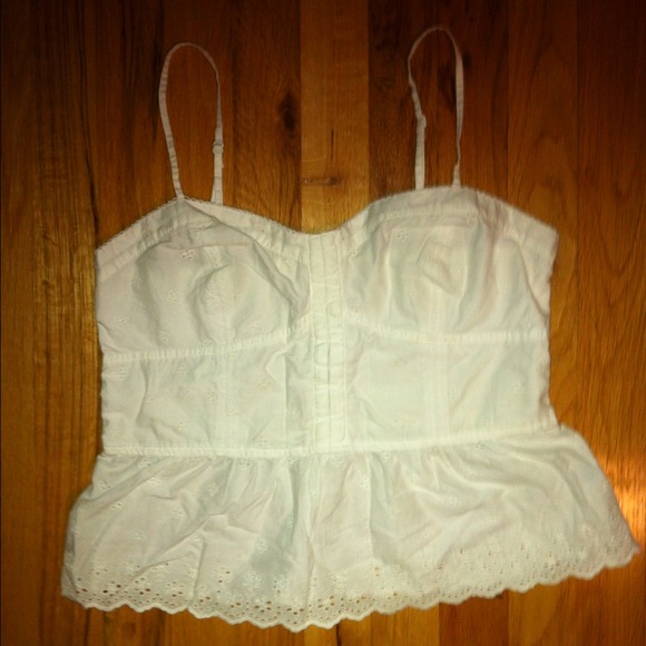 American Eagle Outfitters Tops - AE cute white bustier peplum tank top